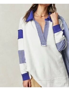 Free People We The Free Clean Prep Polo Pullover Sweater